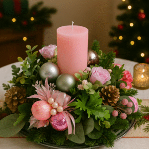 Christmas pink centerpiece
