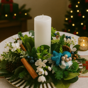Christmas blue centerpiece