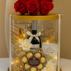 Hamper red roses